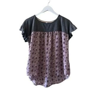 Xhilaration Color Black Purple Gray Fluttery Cap Sleeves Lightweight SZ M # 1388